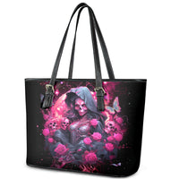 Witch Skull Leather Tote Bag They Whispered To Her You Cannot Withstand The Storm - Wonder Print Shop