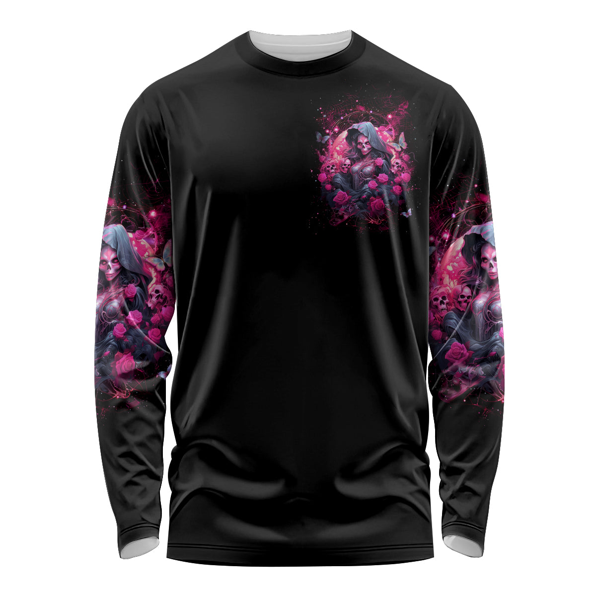Witch Skull Long Sleeve Shirt They Whispered To Her You Cannot Withstand The Storm - Wonder Print Shop