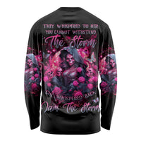 Witch Skull Long Sleeve Shirt They Whispered To Her You Cannot Withstand The Storm - Wonder Print Shop