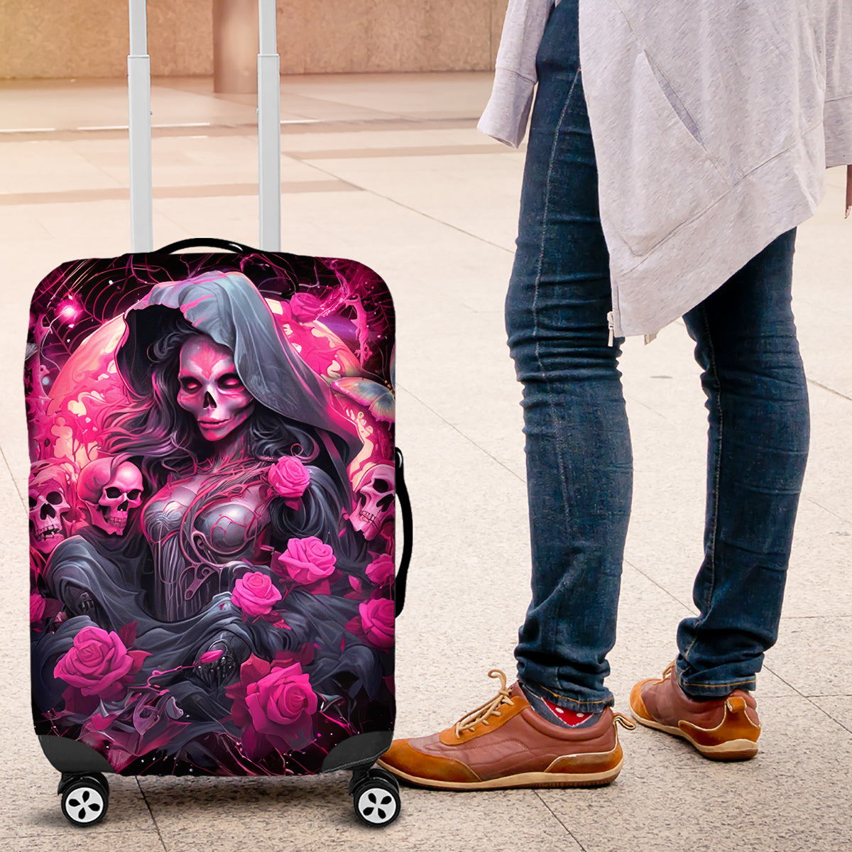 Witch Skull Luggage Cover They Whispered To Her You Cannot Withstand The Storm - Wonder Print Shop