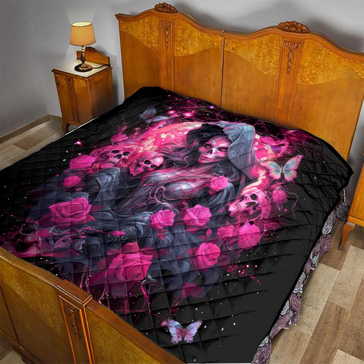 Witch Skull Quilt They Whispered To Her You Cannot Withstand The Storm - Wonder Print Shop