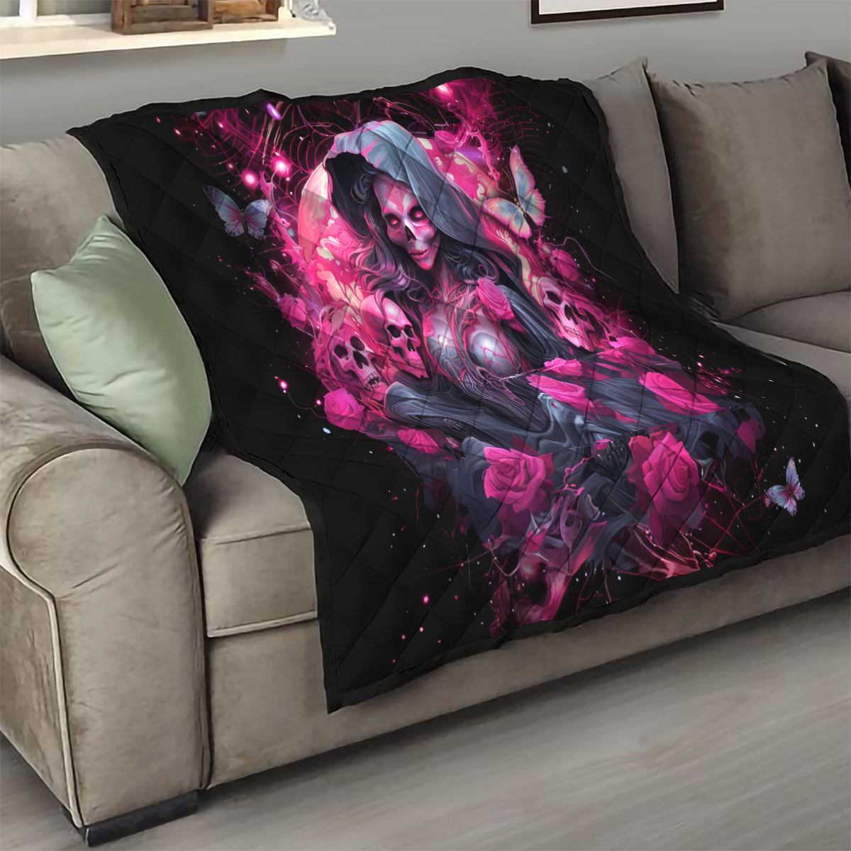 Witch Skull Quilt They Whispered To Her You Cannot Withstand The Storm - Wonder Print Shop