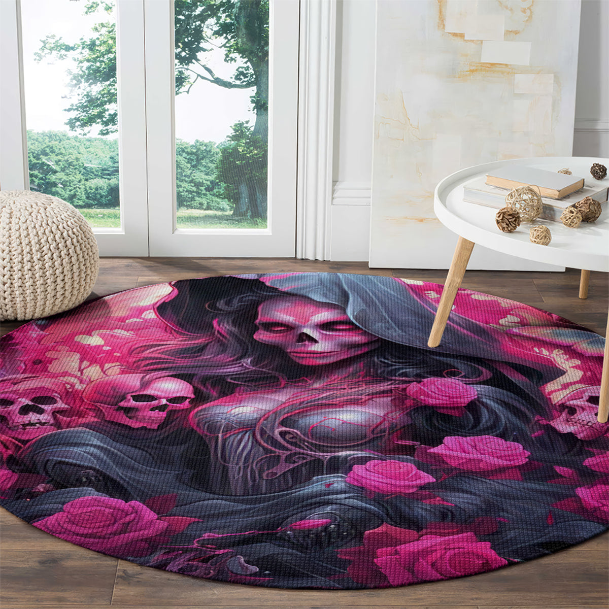Witch Skull Round Carpet They Whispered To Her You Cannot Withstand The Storm