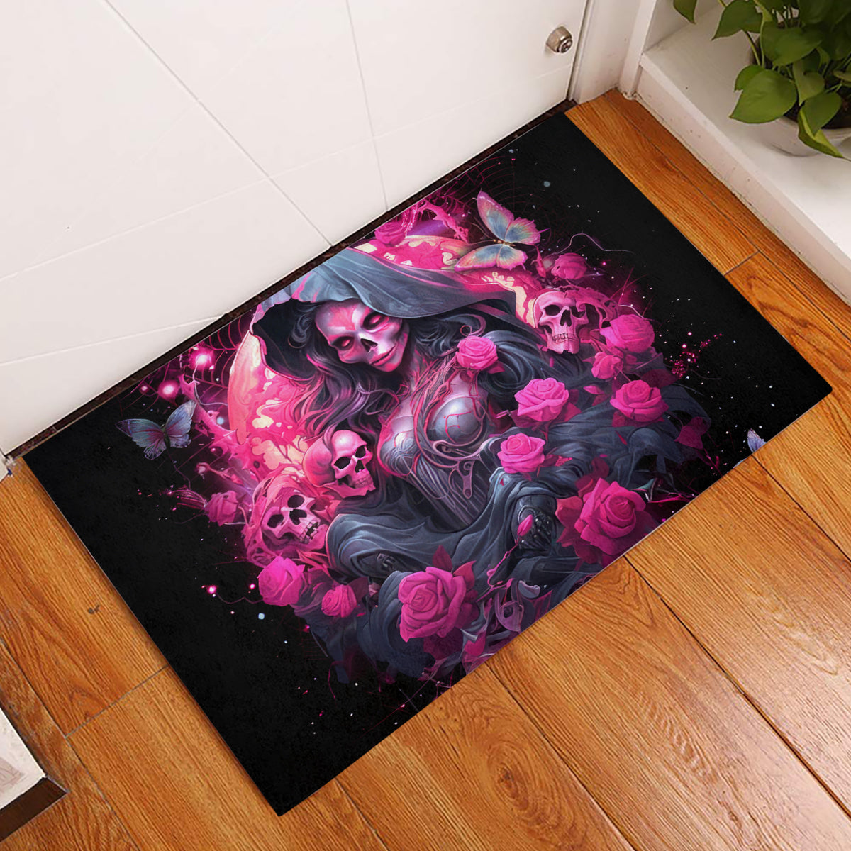 Witch Skull Rubber Doormat They Whispered To Her You Cannot Withstand The Storm - Wonder Print Shop