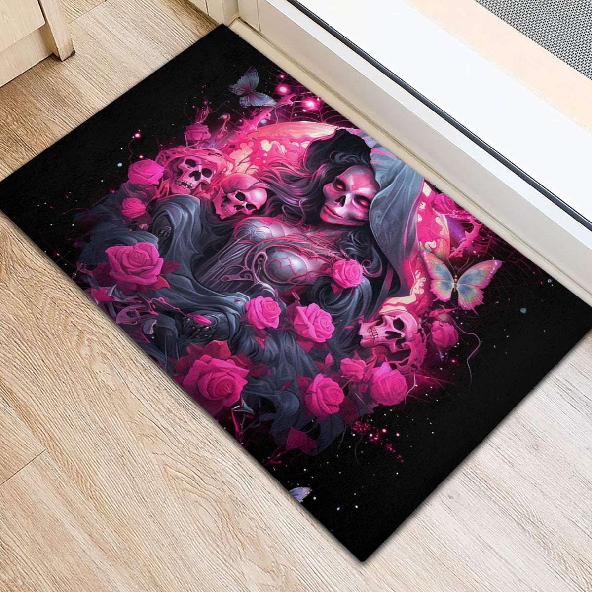 Witch Skull Rubber Doormat They Whispered To Her You Cannot Withstand The Storm - Wonder Print Shop