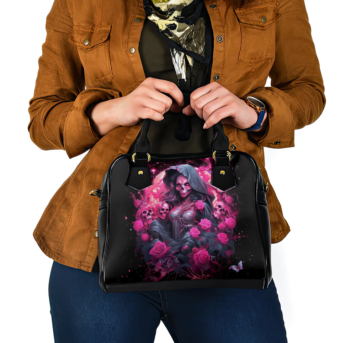 Witch Skull Shoulder Handbag They Whispered To Her You Cannot Withstand The Storm