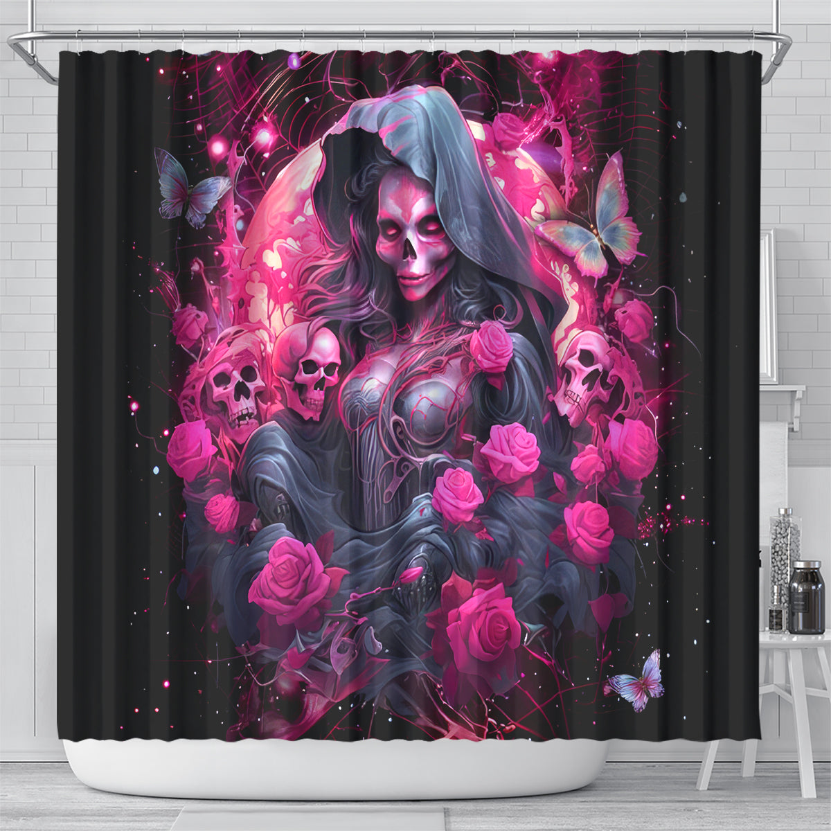 Witch Skull Shower Curtain They Whispered To Her You Cannot Withstand The Storm
