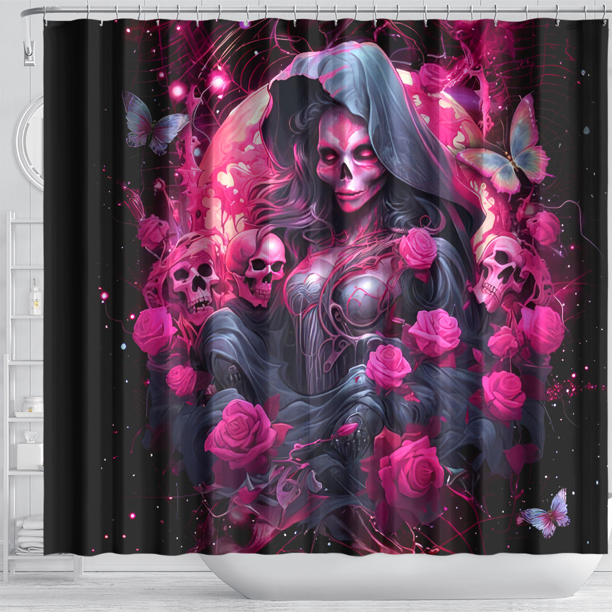 Witch Skull Shower Curtain They Whispered To Her You Cannot Withstand The Storm