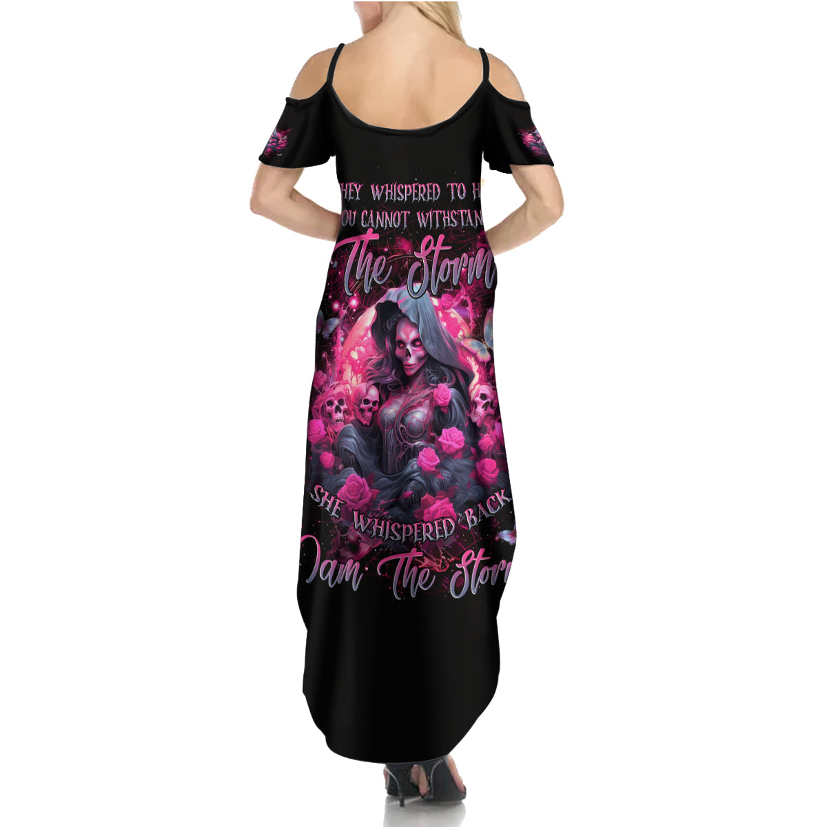 Witch Skull Summer Maxi Dress They Whispered To Her You Cannot Withstand The Storm - Wonder Print Shop
