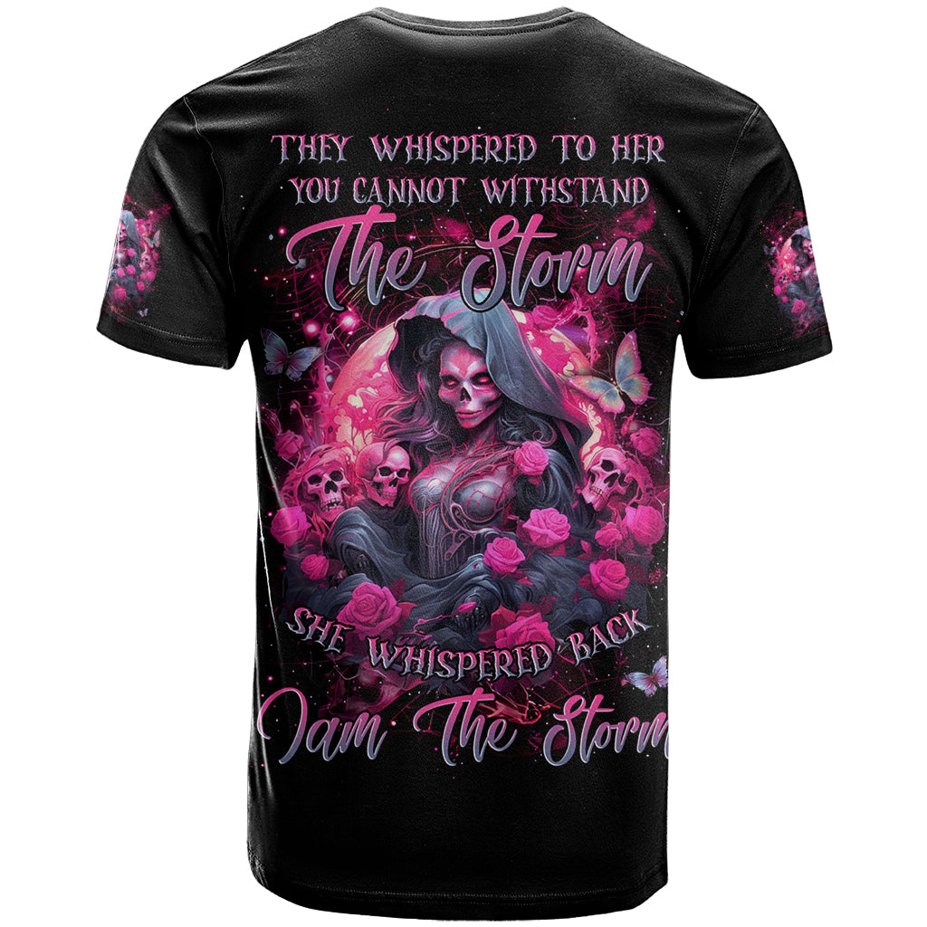 Witch Skull T Shirt They Whispered To Her You Cannot Withstand The Storm - Wonder Print Shop