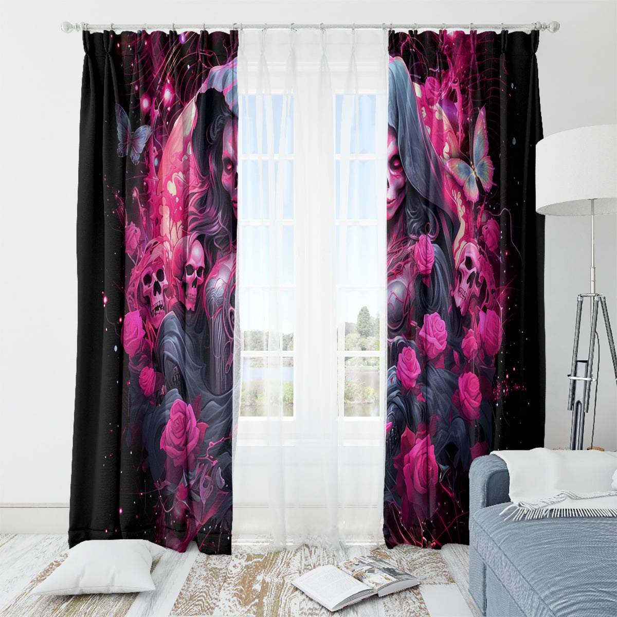 Witch Skull Window Curtain They Whispered To Her You Cannot Withstand The Storm - Wonder Print Shop