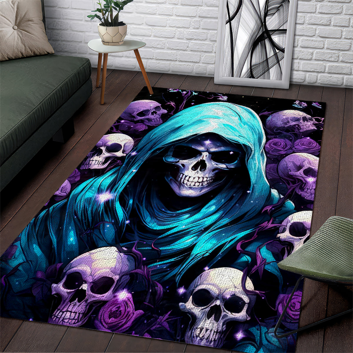 Reaper Skull Area Rug Don't Try To Figure Me Out - Wonder Print Shop