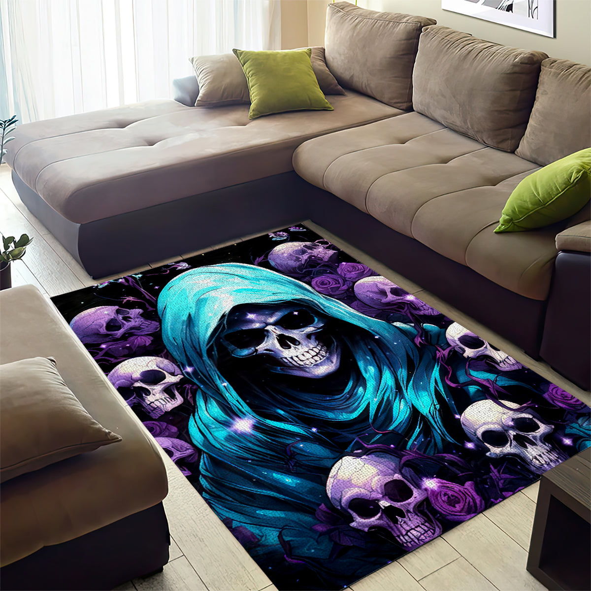 Reaper Skull Area Rug Don't Try To Figure Me Out - Wonder Print Shop