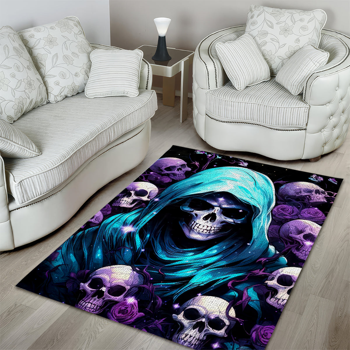 Reaper Skull Area Rug Don't Try To Figure Me Out - Wonder Print Shop