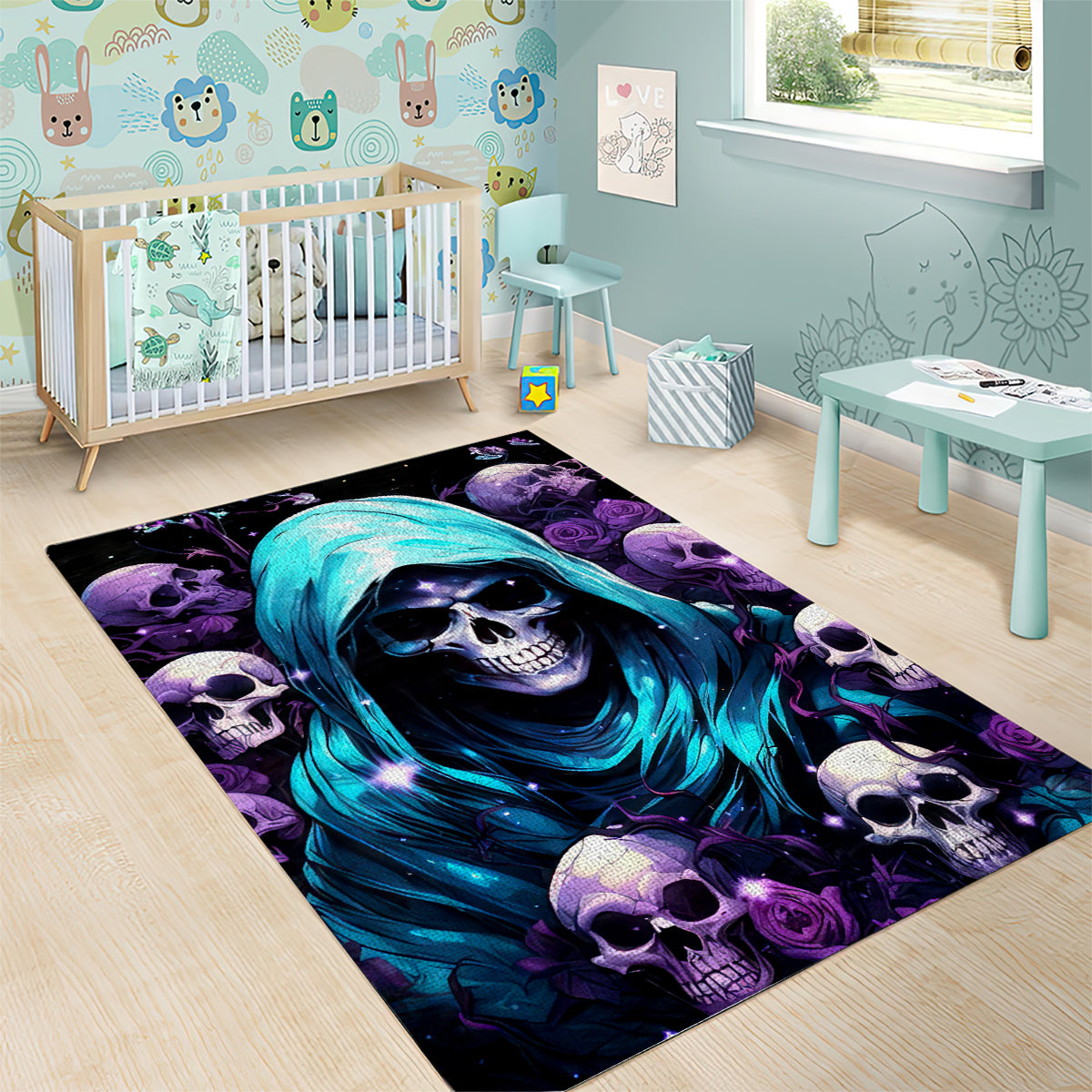 Reaper Skull Area Rug Don't Try To Figure Me Out - Wonder Print Shop