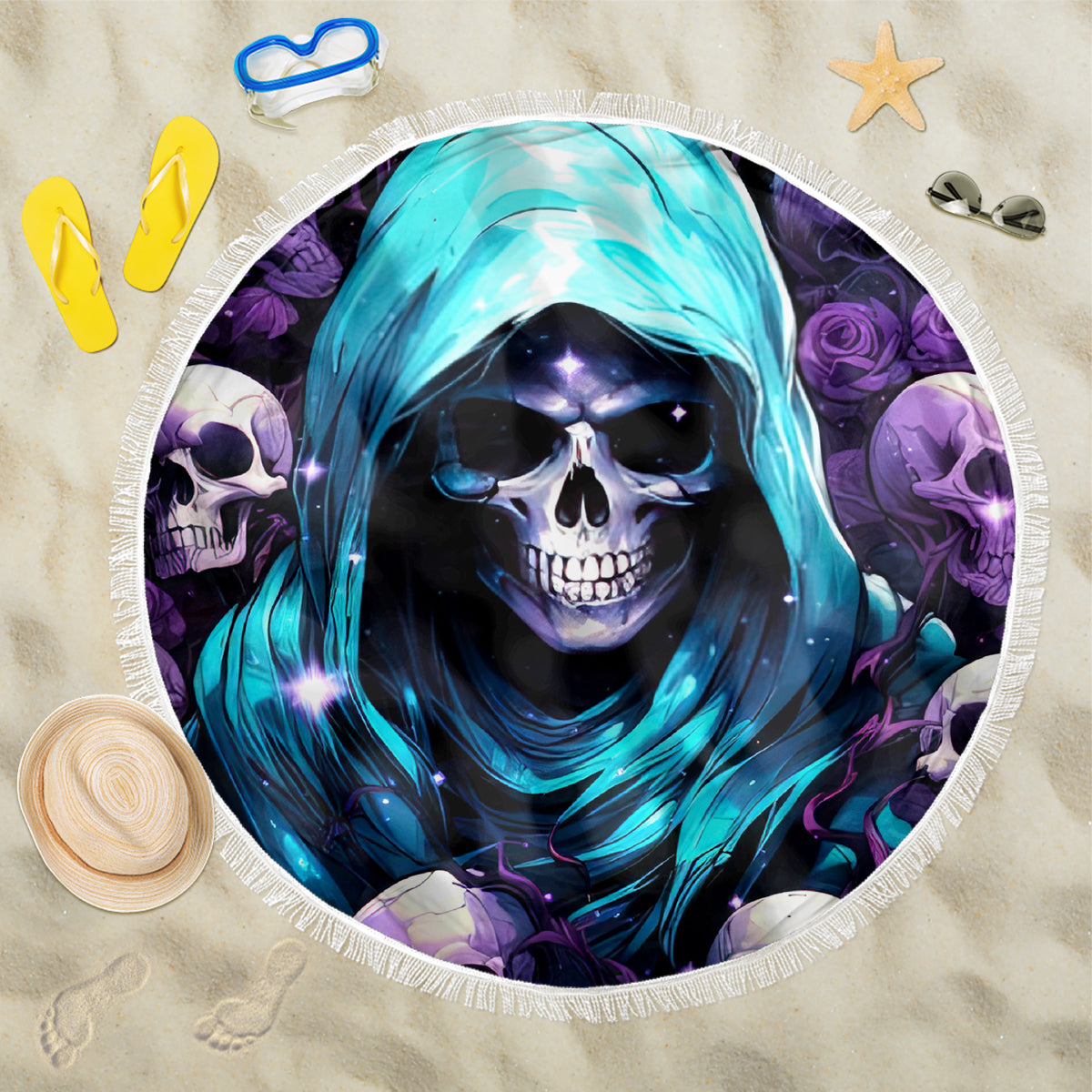 Reaper Skull Beach Blanket Don't Try To Figure Me Out - Wonder Print Shop