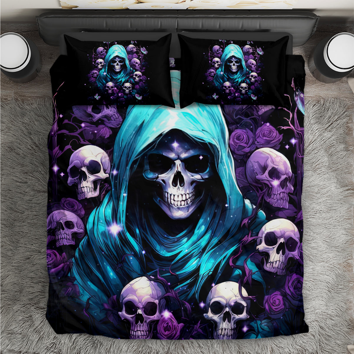 Reaper Skull Bedding Set Don't Try To Figure Me Out - Wonder Print Shop