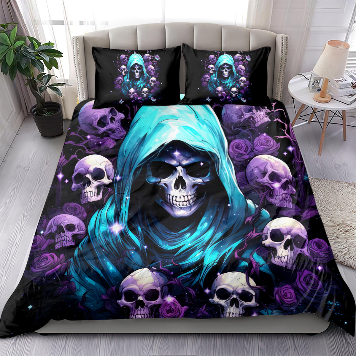 Reaper Skull Bedding Set Don't Try To Figure Me Out - Wonder Print Shop