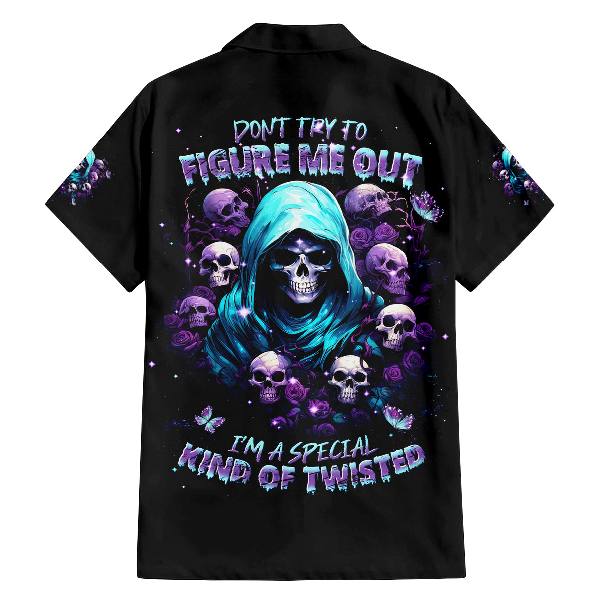 Reaper Skull Family Matching Off Shoulder Maxi Dress and Hawaiian Shirt Don't Try To Figure Me Out - Wonder Print Shop