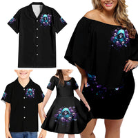 Reaper Skull Family Matching Off Shoulder Short Dress and Hawaiian Shirt Don't Try To Figure Me Out - Wonder Print Shop