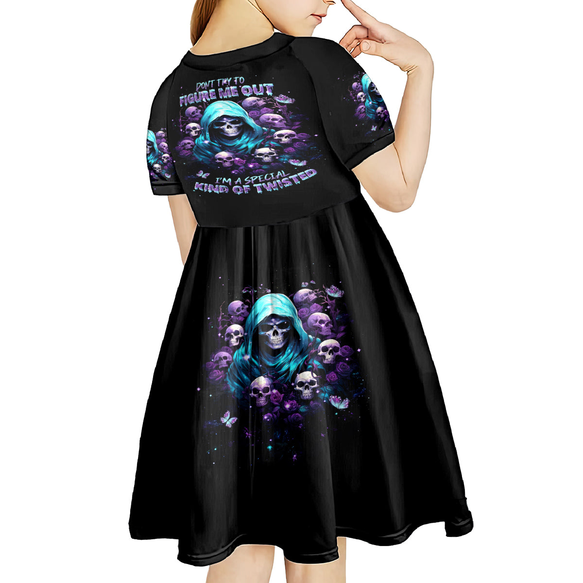 Reaper Skull Kid Short Sleeve Dress Don't Try To Figure Me Out - Wonder Print Shop