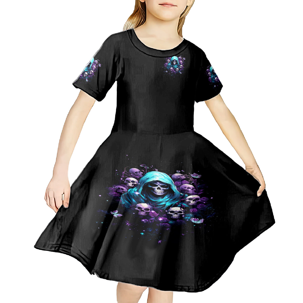 Reaper Skull Kid Short Sleeve Dress Don't Try To Figure Me Out - Wonder Print Shop