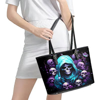Reaper Skull Leather Tote Bag Don't Try To Figure Me Out - Wonder Print Shop