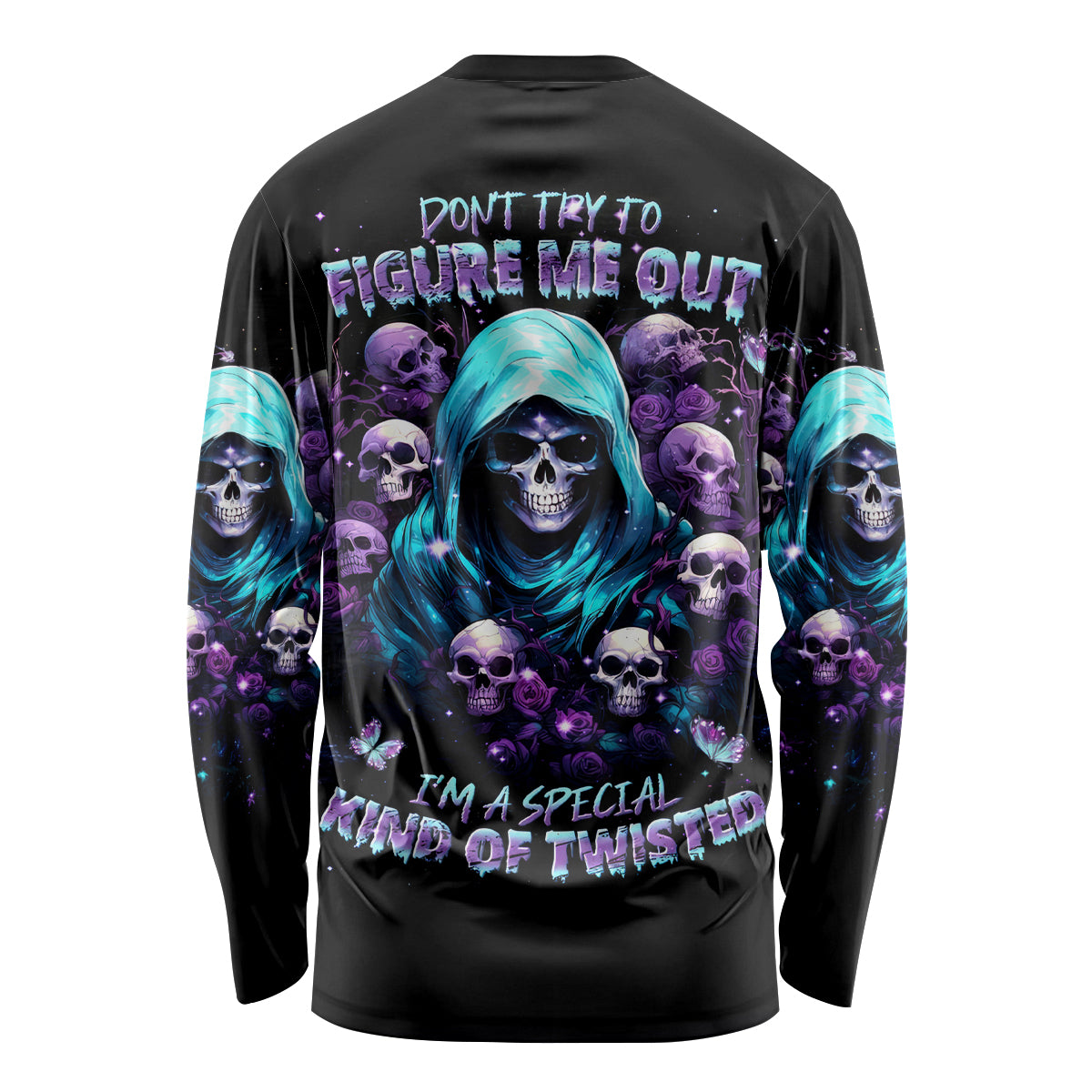 Reaper Skull Long Sleeve Shirt Don't Try To Figure Me Out - Wonder Print Shop