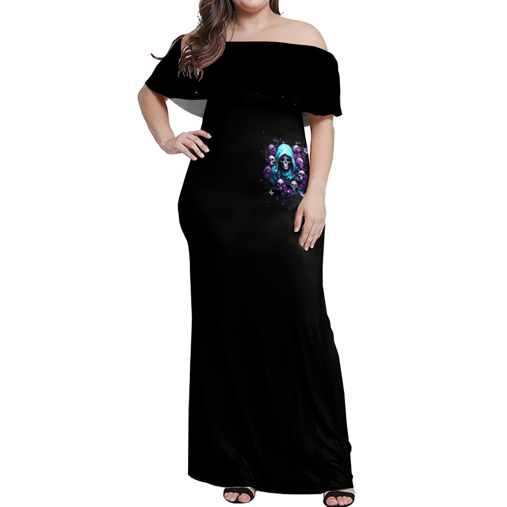 Reaper Skull Off Shoulder Maxi Dress Don't Try To Figure Me Out - Wonder Print Shop
