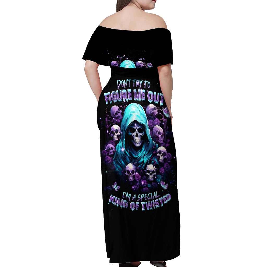 Reaper Skull Off Shoulder Maxi Dress Don't Try To Figure Me Out - Wonder Print Shop