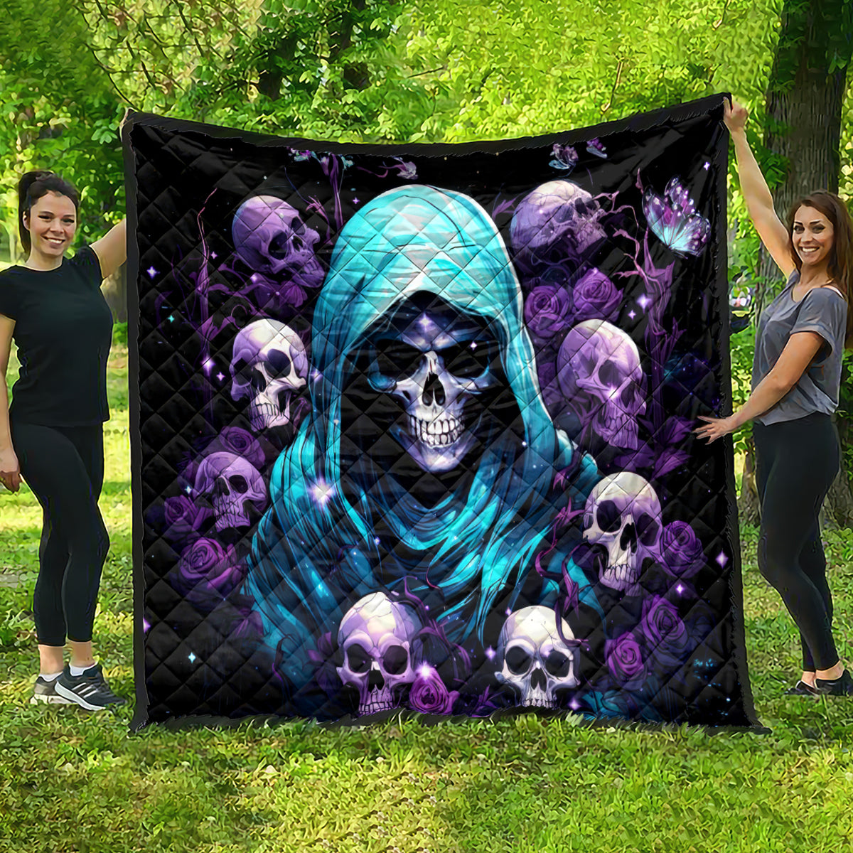 Reaper Skull Quilt Don't Try To Figure Me Out - Wonder Print Shop