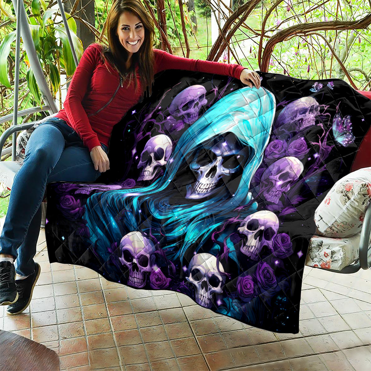 Reaper Skull Quilt Don't Try To Figure Me Out - Wonder Print Shop