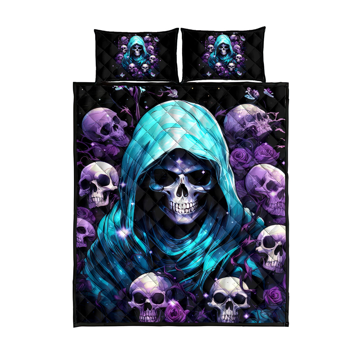Reaper Skull Quilt Bed Set Don't Try To Figure Me Out - Wonder Print Shop