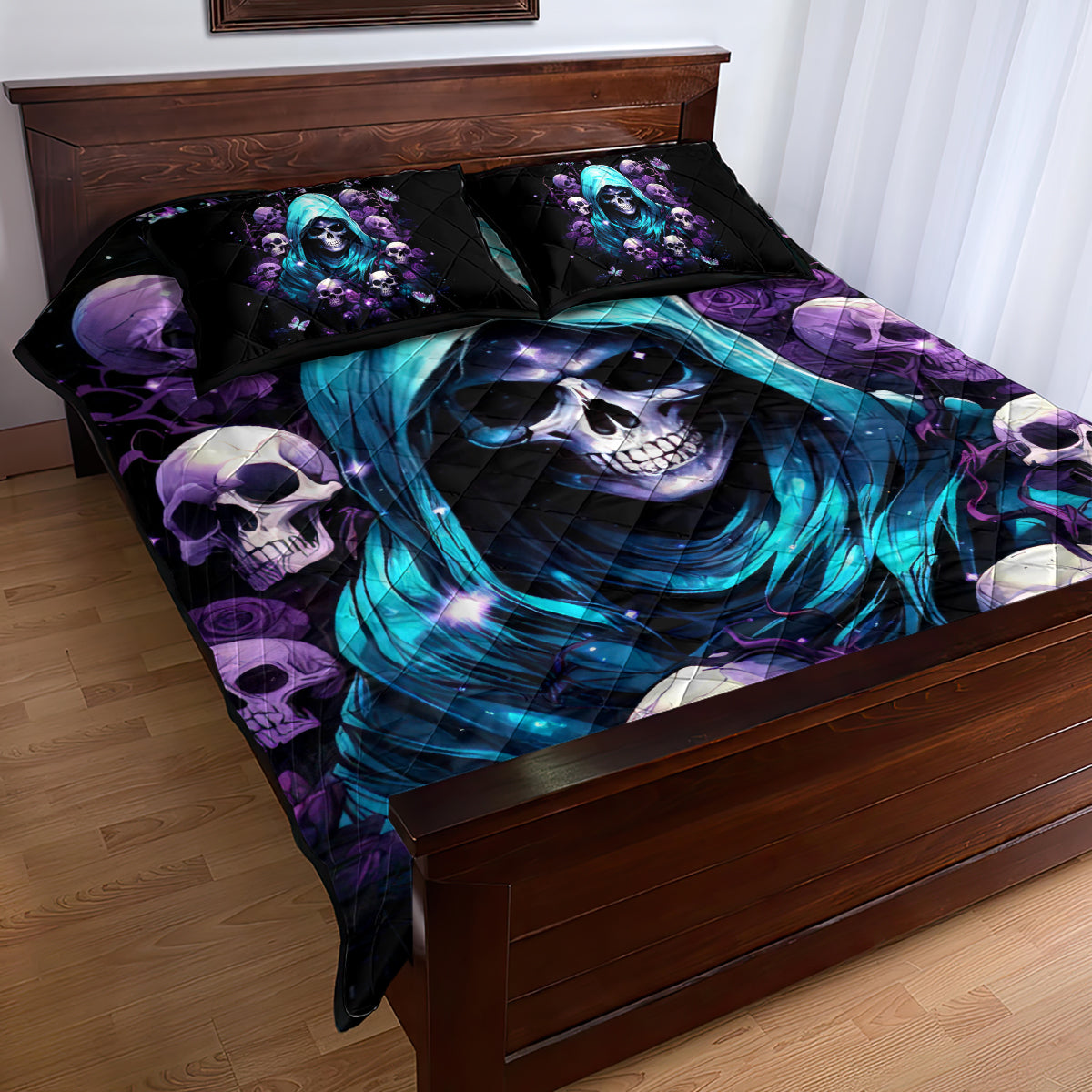 Reaper Skull Quilt Bed Set Don't Try To Figure Me Out - Wonder Print Shop