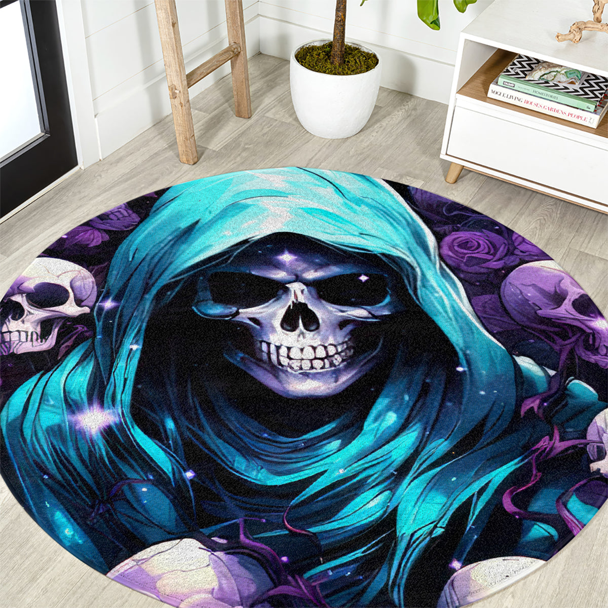 Reaper Skull Round Carpet Don't Try To Figure Me Out