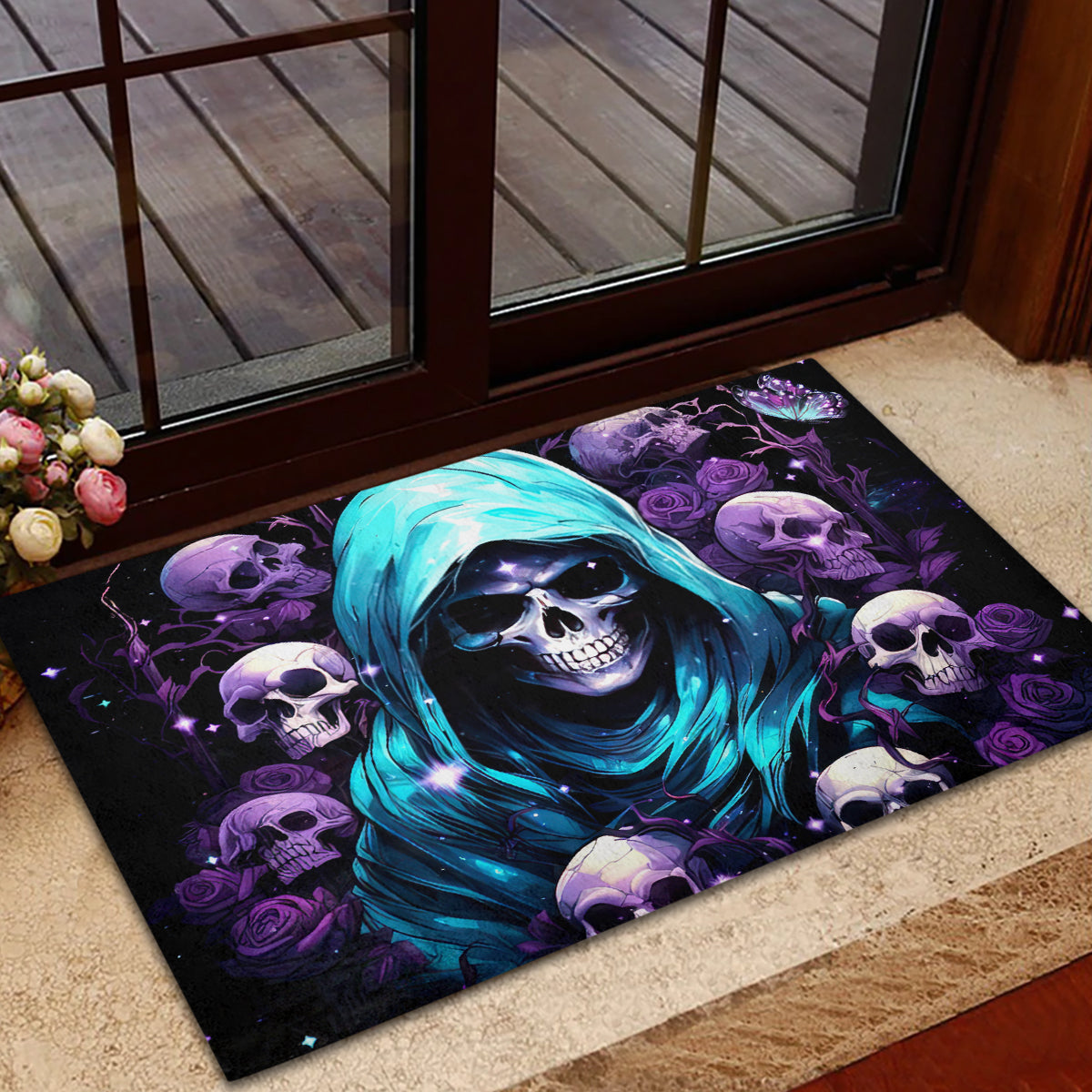 Reaper Skull Rubber Doormat Don't Try To Figure Me Out - Wonder Print Shop