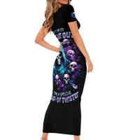 Reaper Skull Short Sleeve Bodycon Dress Don't Try To Figure Me Out - Wonder Print Shop