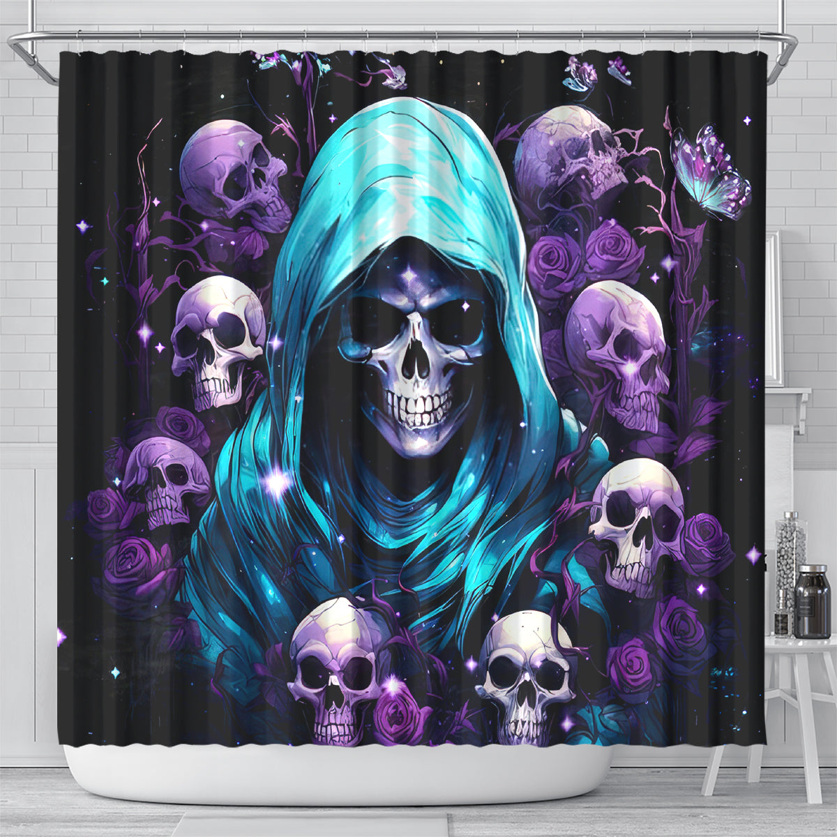 Reaper Skull Shower Curtain Don't Try To Figure Me Out