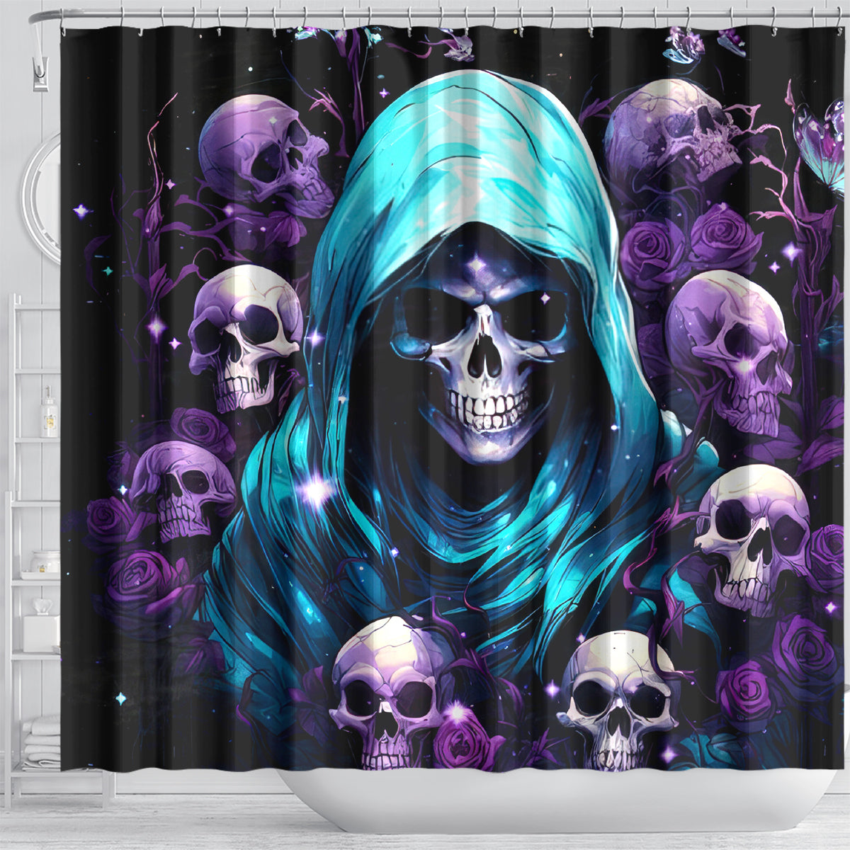 Reaper Skull Shower Curtain Don't Try To Figure Me Out
