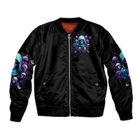 Reaper Skull Sleeve Zip Bomber Jacket Don't Try To Figure Me Out - Wonder Print Shop