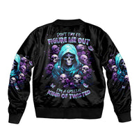 Reaper Skull Sleeve Zip Bomber Jacket Don't Try To Figure Me Out - Wonder Print Shop