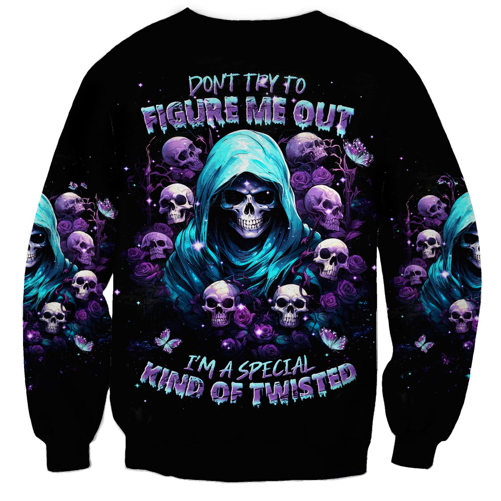 Reaper Skull Sweatshirt Don't Try To Figure Me Out - Wonder Print Shop