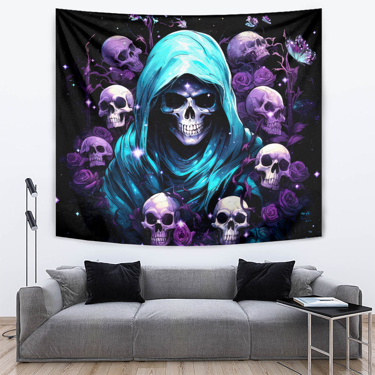 Reaper Skull Tapestry Don't Try To Figure Me Out - Wonder Print Shop