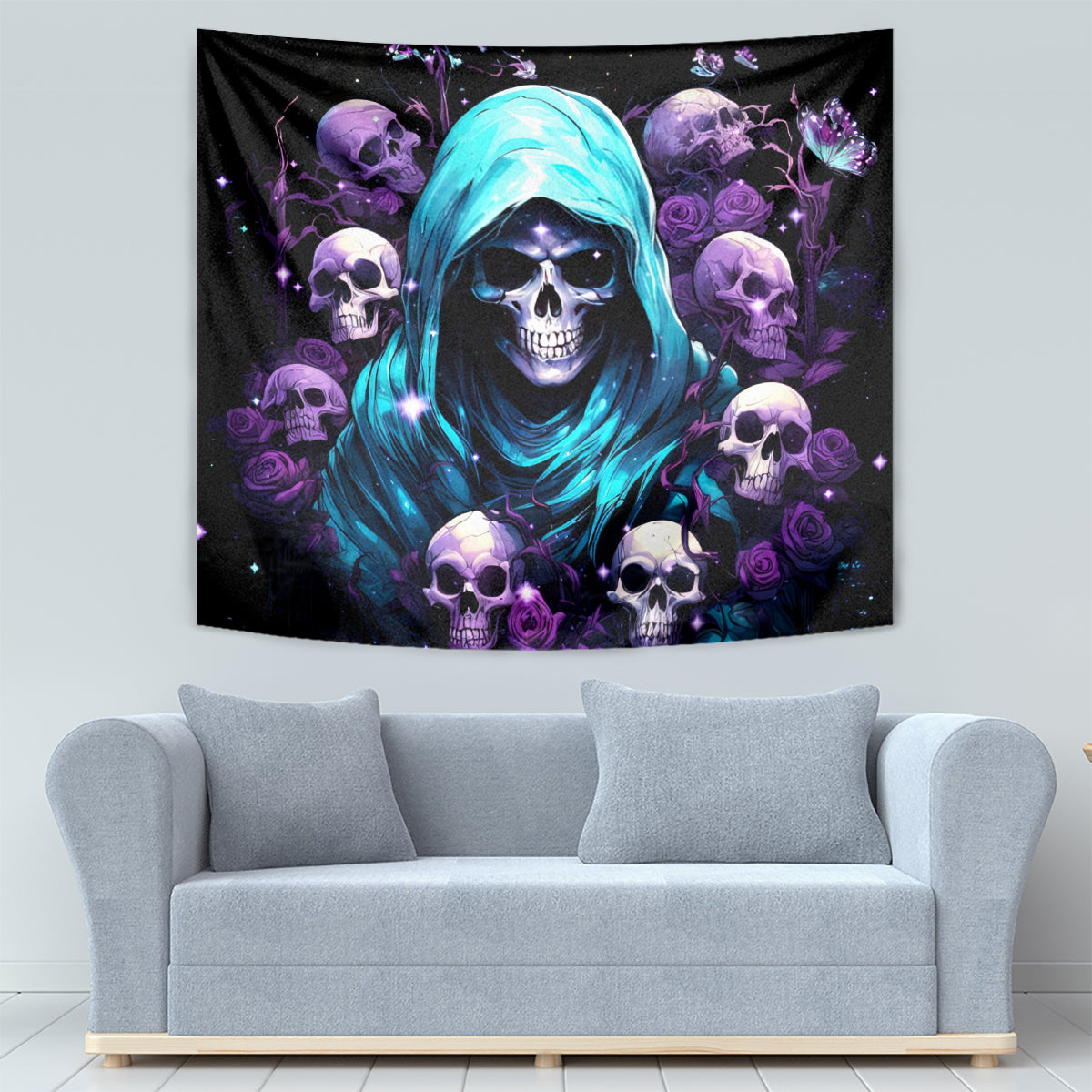 Reaper Skull Tapestry Don't Try To Figure Me Out - Wonder Print Shop