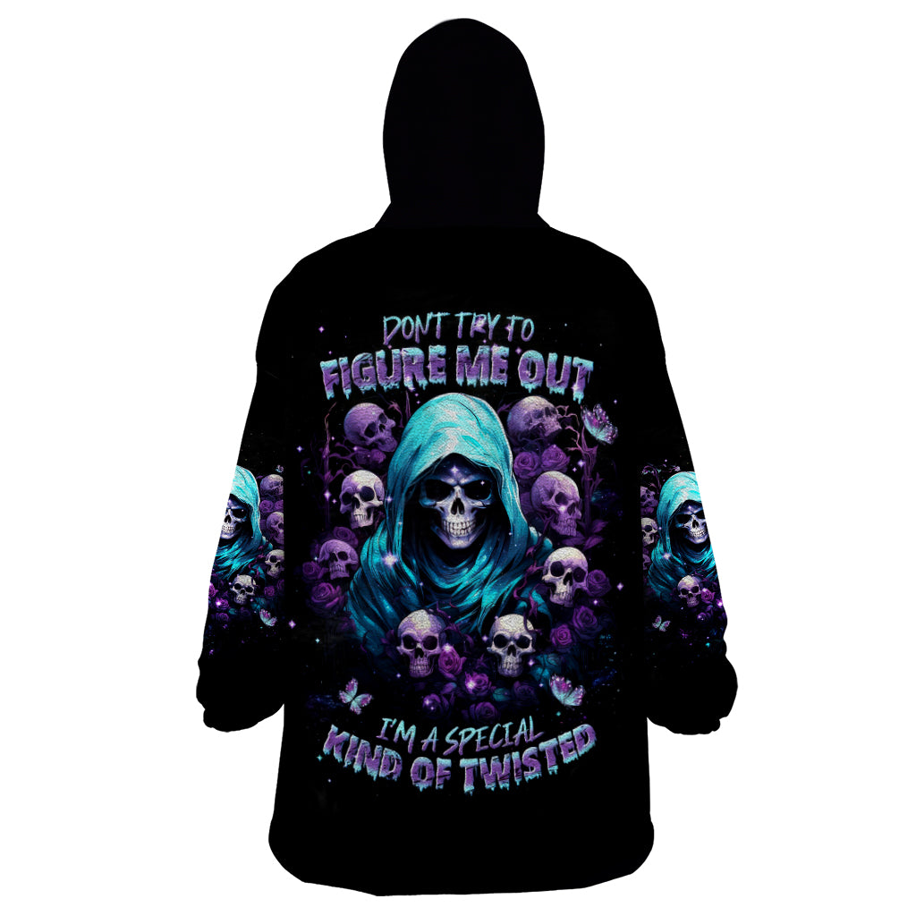 Reaper Skull Wearable Blanket Hoodie Don't Try To Figure Me Out - Wonder Print Shop
