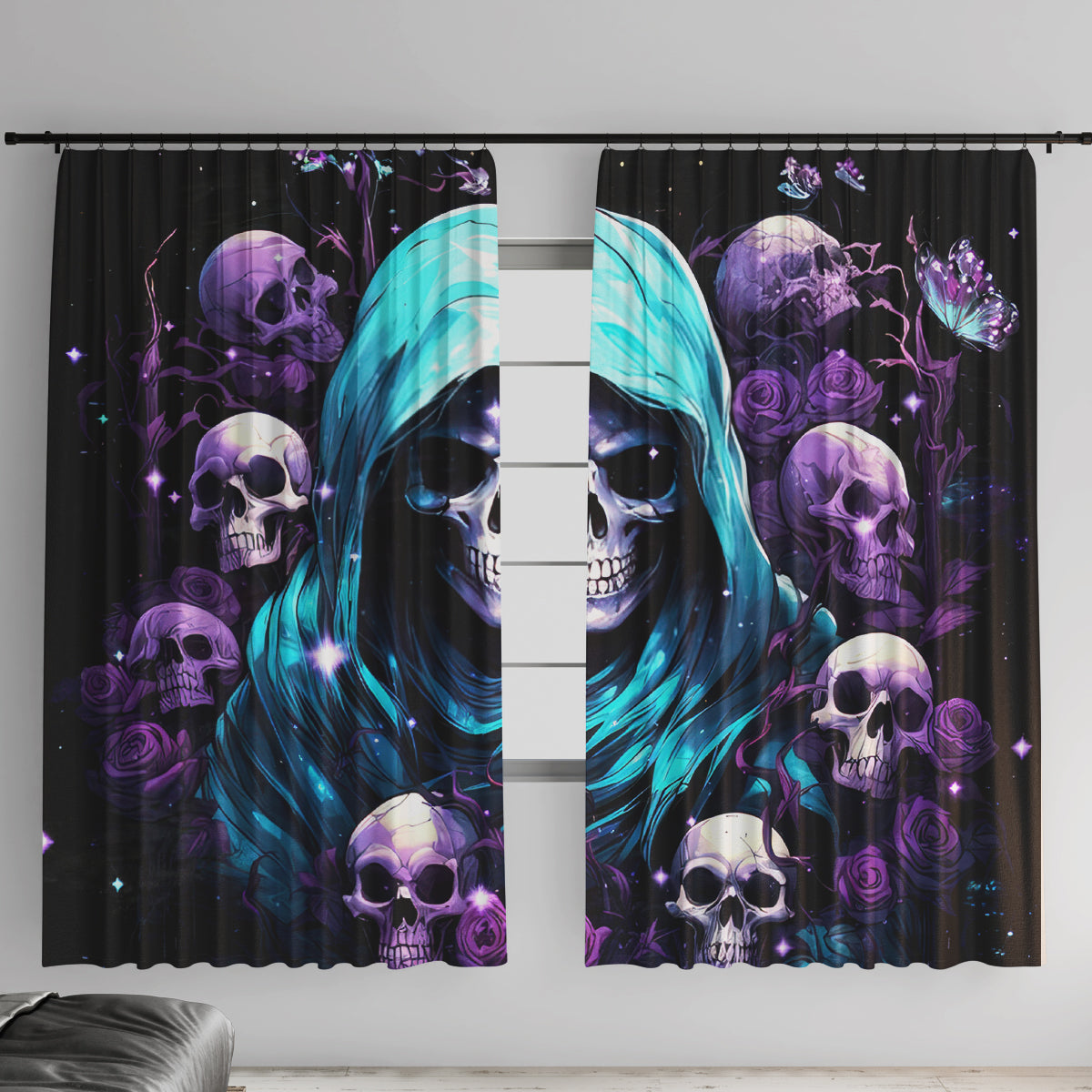 Reaper Skull Window Curtain Don't Try To Figure Me Out - Wonder Print Shop