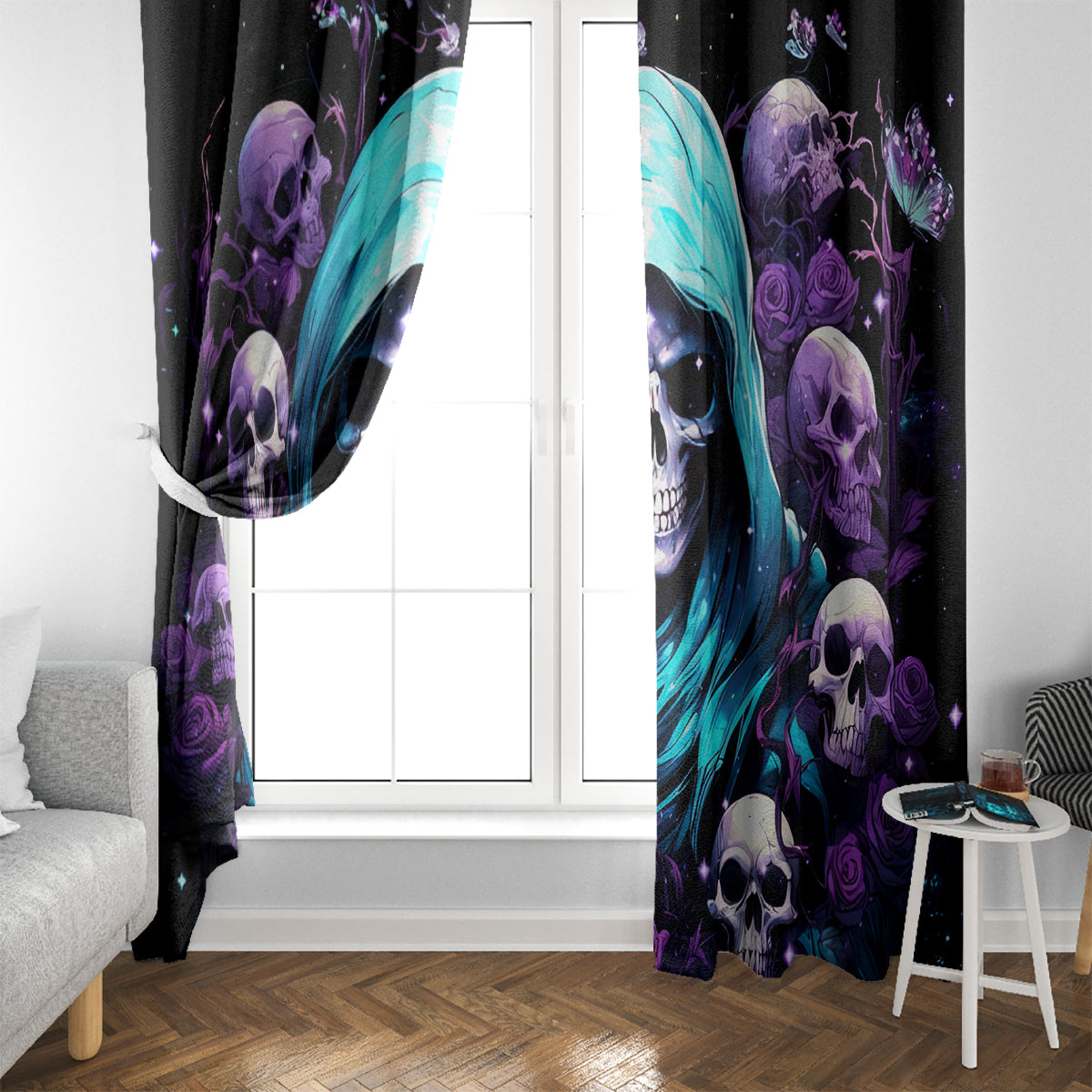 Reaper Skull Window Curtain Don't Try To Figure Me Out - Wonder Print Shop