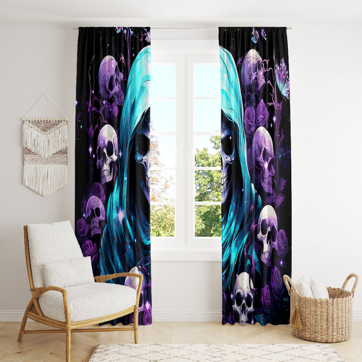 Reaper Skull Window Curtain Don't Try To Figure Me Out - Wonder Print Shop