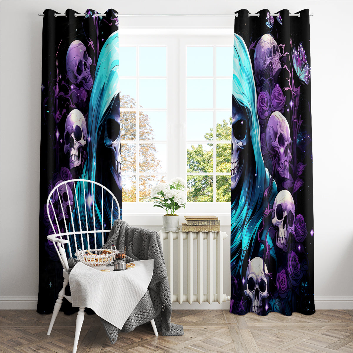 Reaper Skull Window Curtain Don't Try To Figure Me Out - Wonder Print Shop