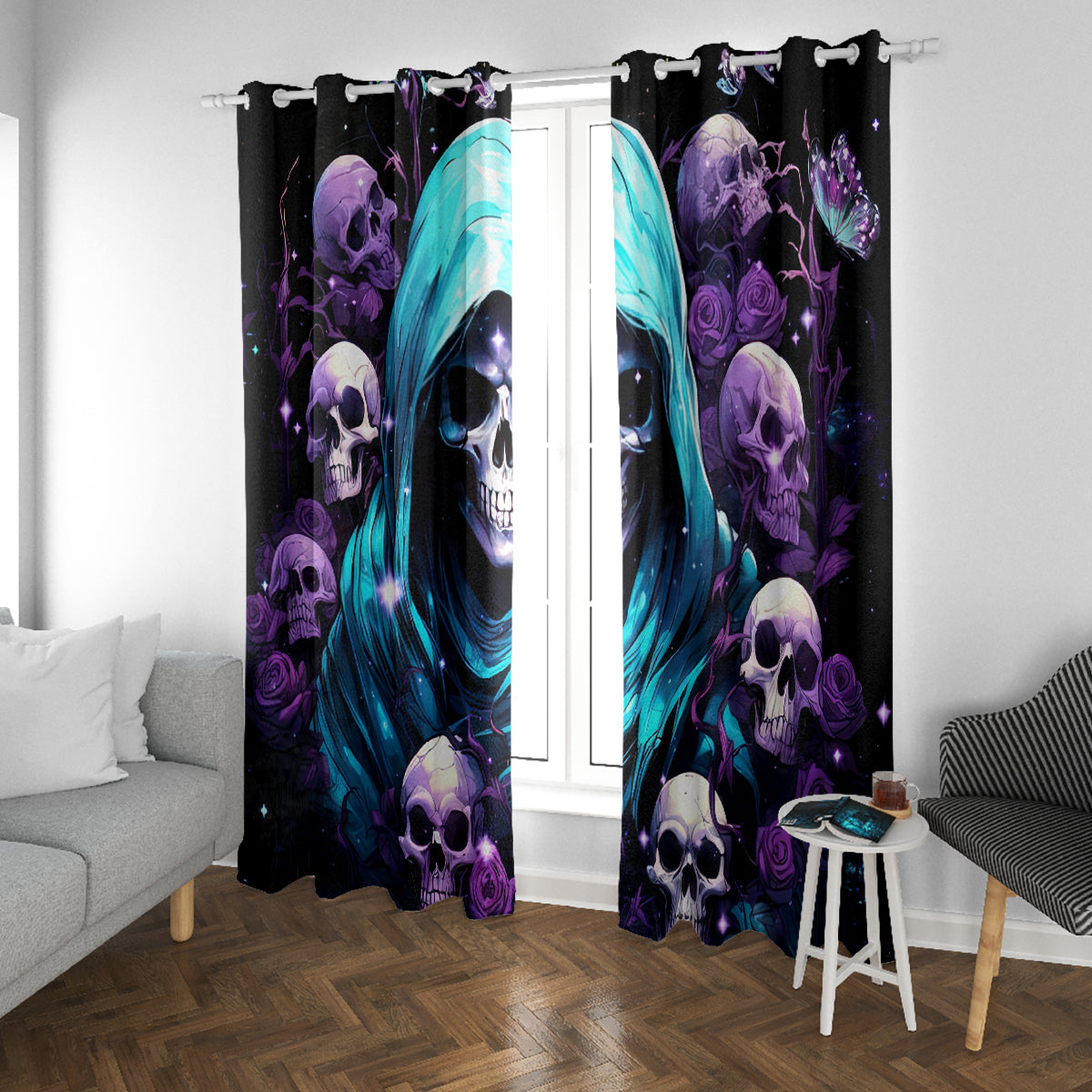 Reaper Skull Window Curtain Don't Try To Figure Me Out - Wonder Print Shop